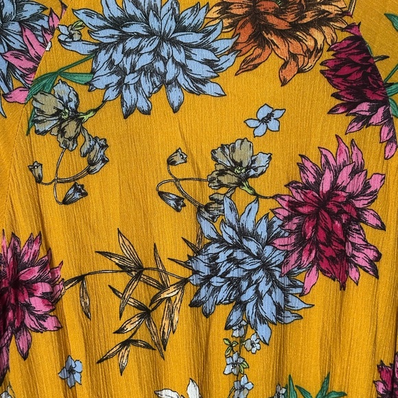 Yellow Ruffled Wrap Sundress with Puff Sleeves - Picture 14 of 15